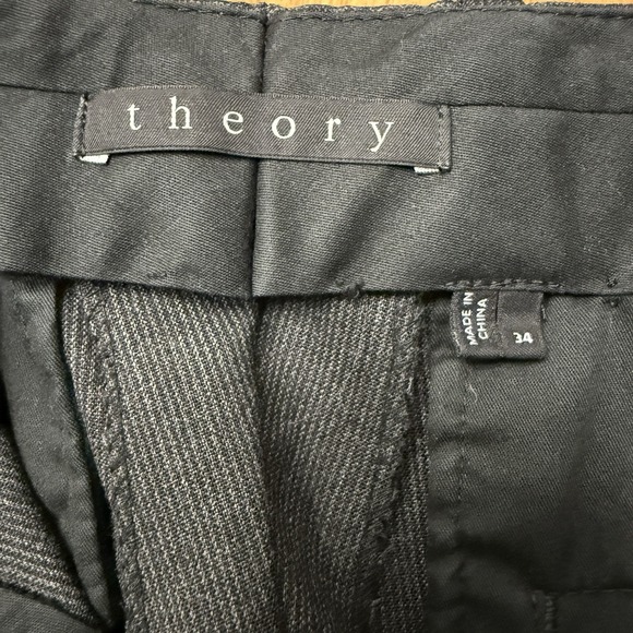 Theory Marlo pants men's 34 black‎ gray stripe stretch wool work trousers slacks - Picture 9 of 11